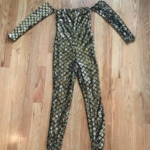 Gold Sequin Catsuit Size Medium